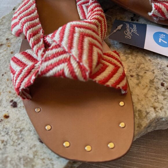 NWT Red & Cream Women's Knotted Sandals Slip-ons  Sz 7.5 - Picture 2 of 3